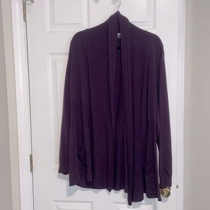 Karen Scott Purple cardigan with two pockets 2X